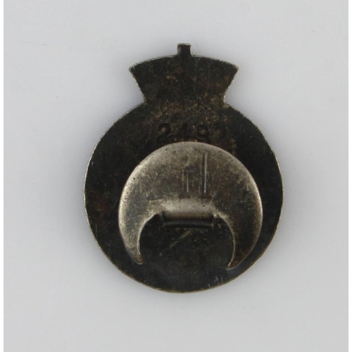 1713 - Police, WW2 unmarked silver (prob.) Dewsbury County, Borough Special Constabulary badge crescent lap... 