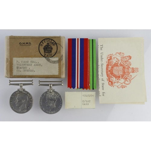 1747 - RAFVR Casualty group - Defence & War Medal in original named box, with named Medal slip and tikatape... 