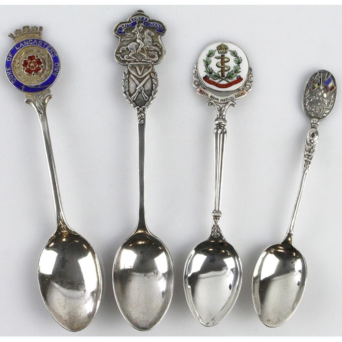 1749 - Regimental silver & enamel patriotic spoons (4) comprising Duke of Lancaster's Own Yeomanry, 5 Batt.... 