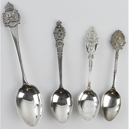 1756 - Regimental silver spoons (4) comprising Middlesex Regt., 7th Battn. The Duke of Cambridge's Own Midd... 