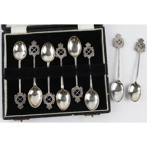 1760 - Regimental silver spoons (8) Kolar Gold Fields Battn. comprising 6 boxed and 2 loose - various maker... 