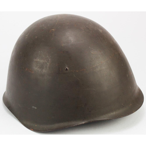 1781 - Russian ? / Italian ? style WW2 steel helmet, complete with liner & chin strap.