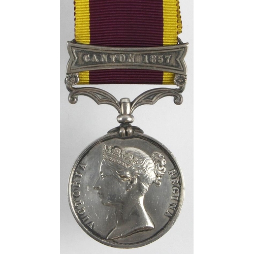 1783 - Second China War Medal 1861 with Canton 1857 clasp, silver, unnamed as issued