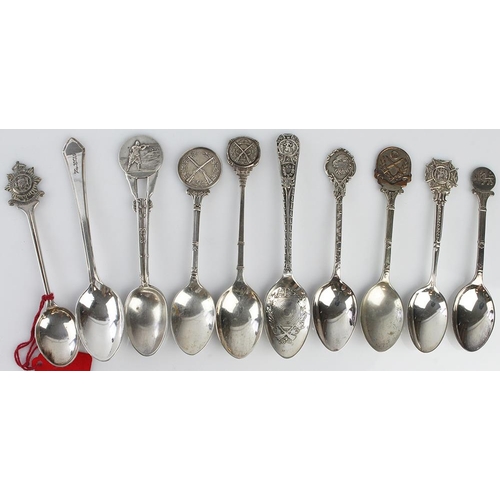 1787 - Shooting prize spoons 10x all different inc Bombay Light Patrol.