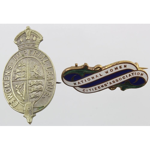 1795 - Suffragette interest - enamelled pin badge 'National Women Citizens' Association'. With pin badge 'W... 