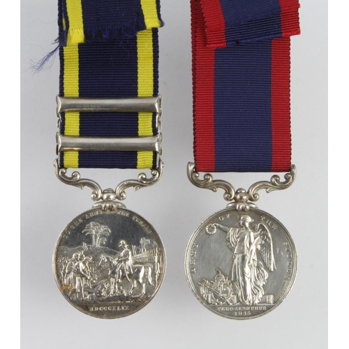 1797 - Sutlej Medal 1846 with Ferozeshuhur reverse (Asst Surgn J: Harrison M:D: 12th Regt N:I:) with Punjab... 