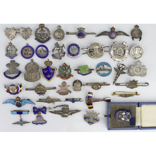 1799 - Sweetheart / home front and association pin / lapel badges, several enamelled, all are Silver / Silv... 