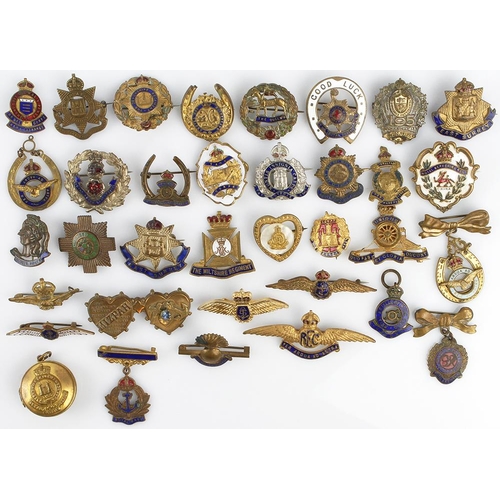 1803 - Sweetheart pin badge collection including some enamelled, mostly Army and Airforce, good selection (... 