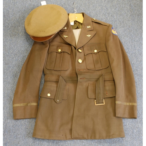 1824 - US WW2 8th Air Force officers uniform with jacket, trousers and hat with all its correct insignia.