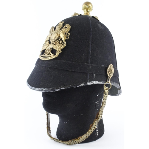 1828 - Victorian Other Ranks Royal Artillery Blue Cloth Helmet complete with ball top chin chain etc.