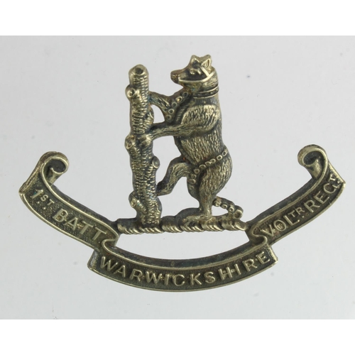 1846 - WW1 1st batt Warwickshire Vol regt cap badge.