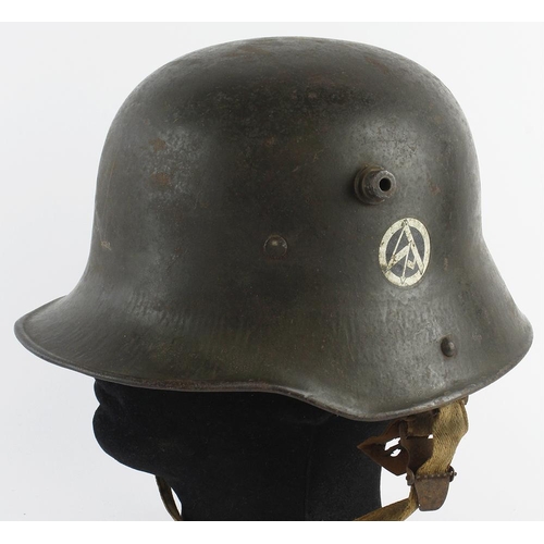 1876 - WW1 M18 Austrian Stahlhelm with original 1918 padded liner and chin strap, very early SA Decal mid 1... 