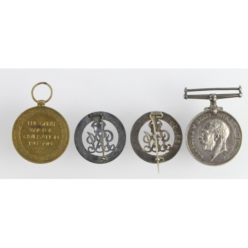 1881 - WW1 odds - BWM 49516 Pte A Hart The Queens R. Victory Medal 18507 A/Cpl G W Ingram Bedford Regt. Sil... 