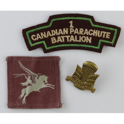 1900 - WW2 1st Canadian Airborne, beret badge, shoulder title and pegasus patch.