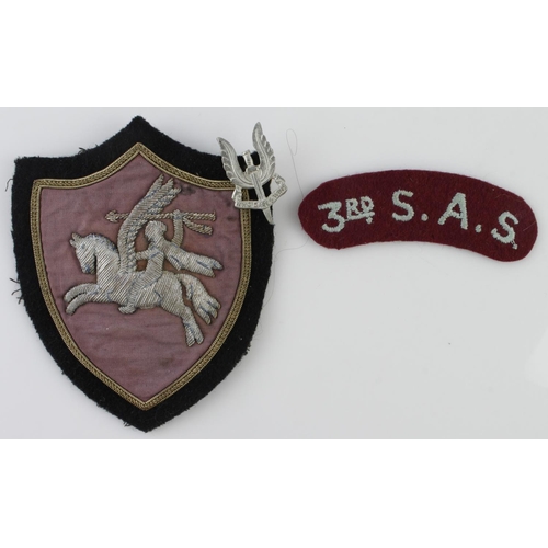 1901 - WW2 3rd SAS Airborne rare as worn shoulder title and blazer & lapel badges.