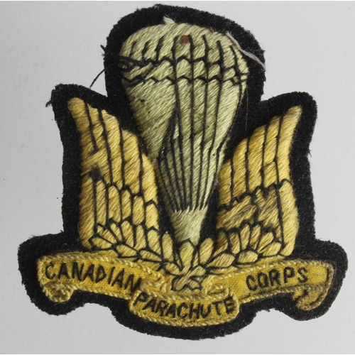 1913 - WW2 Canadian Parachute Corps Cloth Cap Badge.