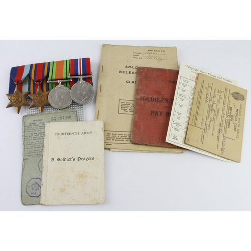 1914 - WW2 Chindits group to 5345257 Pte Ernest Sydney Tassell The Queens Regiment comes with his 1939-45 s... 