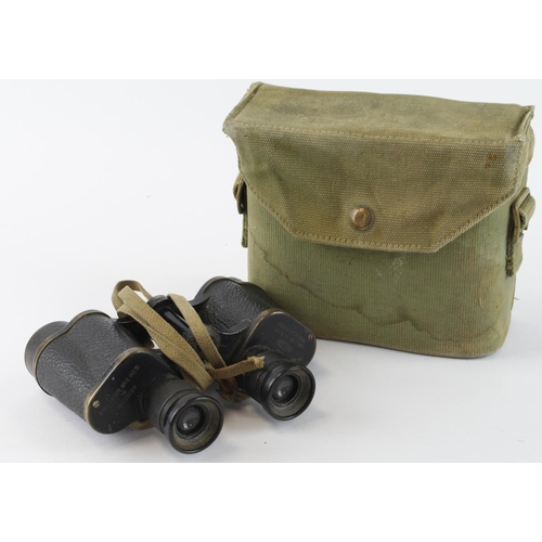 1959 - WW2 pair of Taylor Hobson army binoculars dated 1941 in their 1940 dated webbing case.