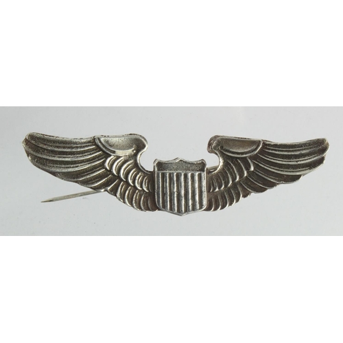 1974 - WW2 USA Solid Silver Theatre made in the Philippines B-29 Pilot Wings.