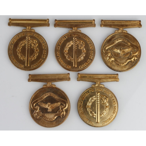 1976 - Zambia Police LS&GC medals 5x, from an unfinished batch, just need ribbon roller exposing.