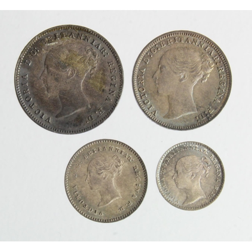 211 - Maundy Set 1875, toned EF-GEF, some adhesive residue on all coins.