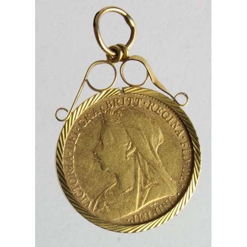 27 - Half Sovereign 1895 in a 9ct pendant mount