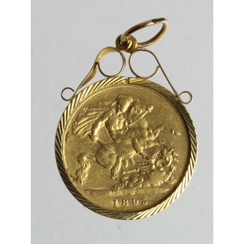 27 - Half Sovereign 1895 in a 9ct pendant mount