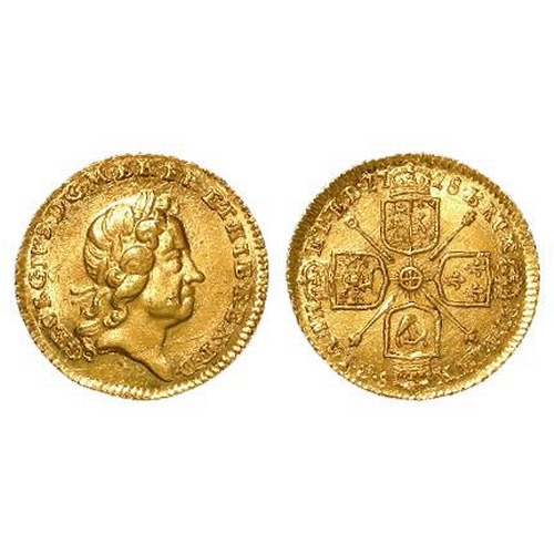 34 - Quarter Guinea 1718 UNC, a couple of die flaws obv.