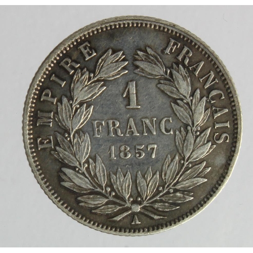 366 - France silver 1 Franc 1857A, GVF