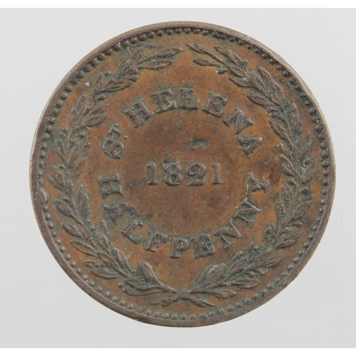 433 - St Helena Halfpenny 1821 VF, a few surface marks.