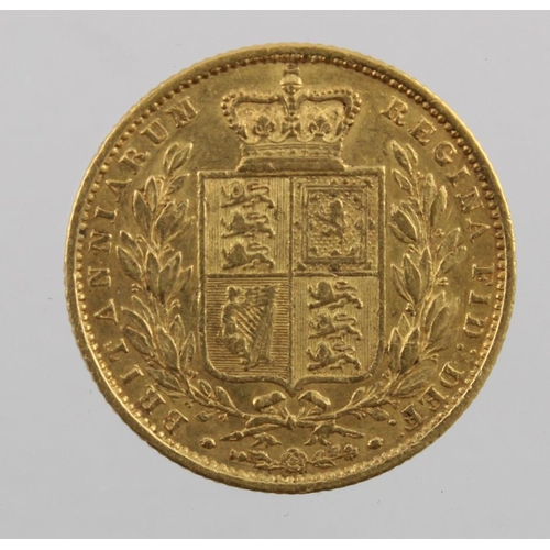 45 - Sovereign 1856 shieldback, VF, tiny marks.