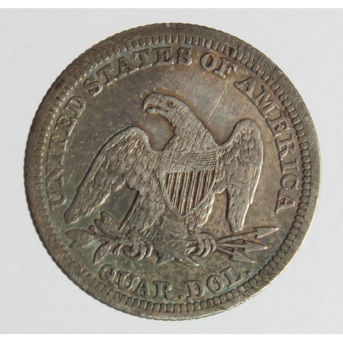 465 - USA Silver Quarter 1858 VG, scratches both sides.