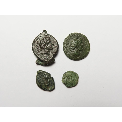 472 - Ancient Greek (4) bronze minors of Sicily: AE13 of Himera as Thermai Himerensis late 4th-early 3rdC ... 