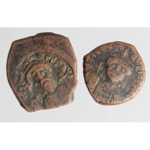 493 - Eastern Roman Empire (Byzantine) bronze 20 Nummi (2), one of Phocas GF, the other possibly Maurice T... 