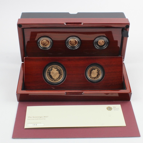 5 - Five coin set 2017 (Five Pounds - Quarter Sovereign) Proof FDC boxed as issued