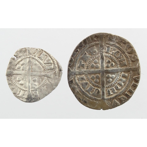 507 - Edward III hammered silver (2): Halfpenny GF, small split, and Halfgroat of London, clipped Fine.