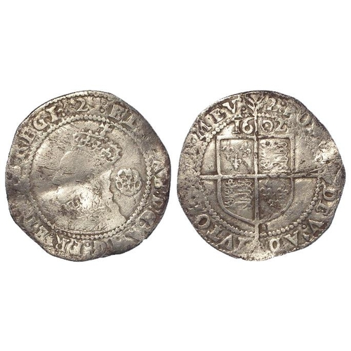 511 - Elizabeth I hammered silver Sixpence 1602 mm. 2 (last year of her reign), S.2585, 2.76g, scuffed F/G... 