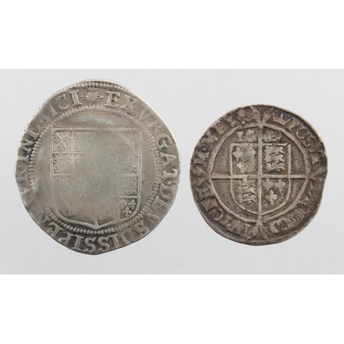 514 - English Hammered silver (2): James I Shilling mm. thistle, First Coinage, S.2646, 5.38g, VG, along w... 