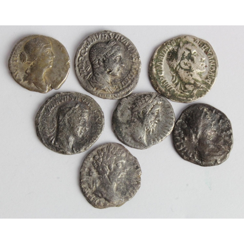 536 - Roman Imperial (7) silver/plated Denarii: Faustina Junior x2, Septimius Severus x2 including Severus... 