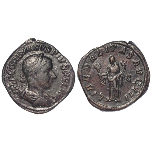 550 - Roman Imperial: Grodian III AE Sestertius, Rome 240 AD. Liberalitas stg. l. rev., RIC 290a. 23.16g. ... 