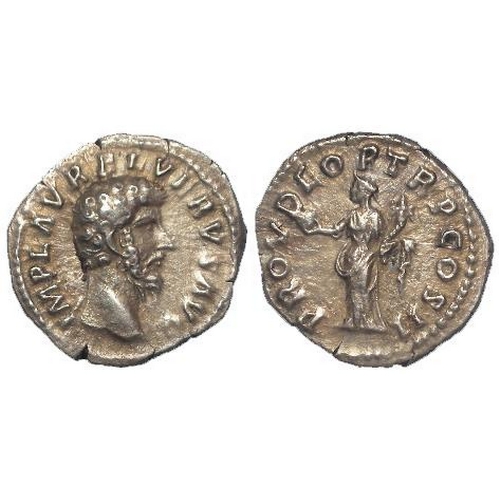 554 - Roman Imperial: Lucius Verus silver Denarius, Rome 162 AD. Rev: Providentia standing l. 2.75g. RIC-4... 