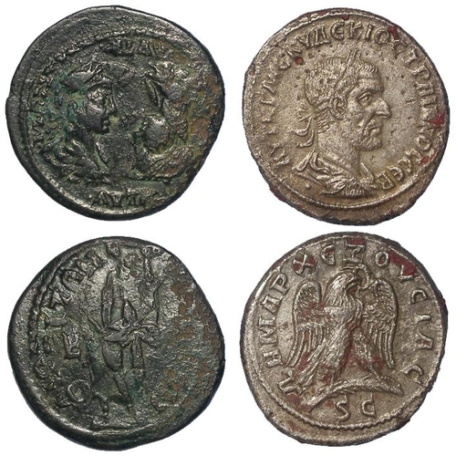 570 - Roman Provincial (2): Trajan Decius billon Tetradrachm of Syria, Seleucis & Pieria, eagle rev., 11.1... 