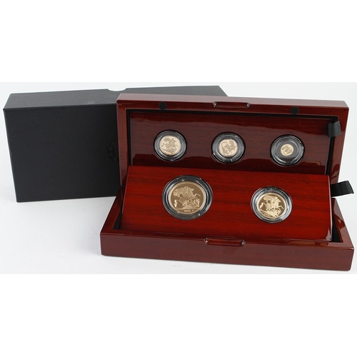 6 - Five coin set 2021 (Five Pounds - Quarter Sovereign) aFDC boxed as issued