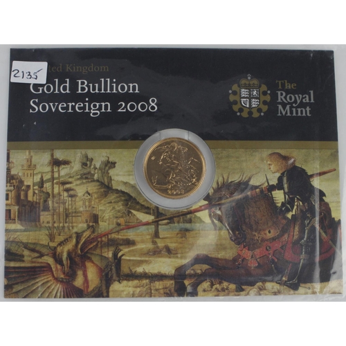 77 - Sovereign 2008 BU on the Royal Mint card