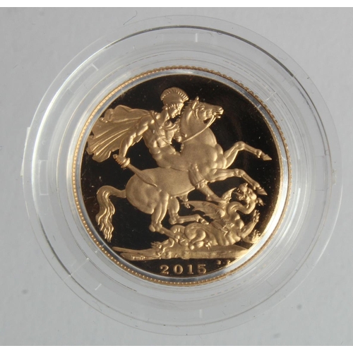 80 - Sovereign 2015 Proof FDC in a hard plastic capsule