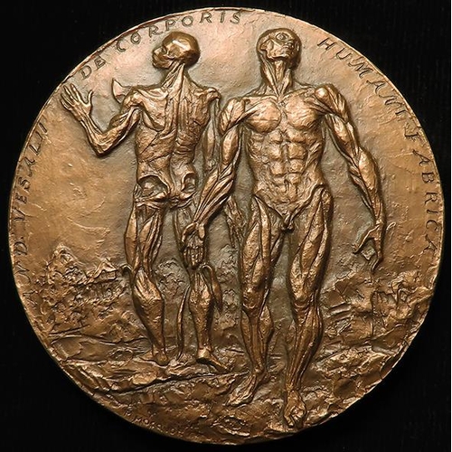 862 - Belgian / French Commemorative Medal, bronze d.80mm: Andre Vesale, Anatomiste & Medecin (medal) by M... 