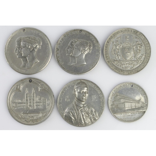 863 - British Commemorative & Prize Medals (6) 19thC white metal, interesting pieces such as 'Chun Ah-You ... 