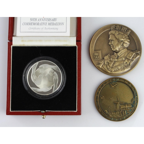 875 - British Commemorative Medals (3): Royal Mint silver proof (crown-size) VE+VJ Day 1945-1995 50th Anni... 