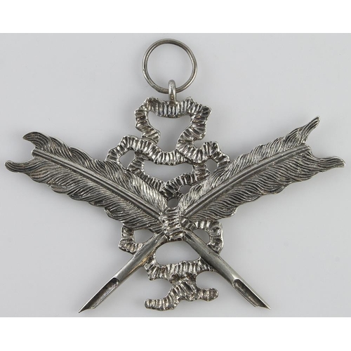 881 - Early unmarked silver (poss. Georgian) Masonic Secretary's Collar Jewel/Medal weighs 51.6gms. (just ... 