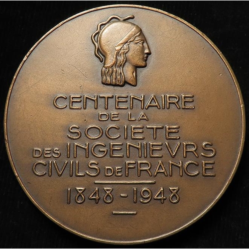 887 - French Commemorative Medal, bronze d.68mm: Centenary of the Society of Civil Engineers of France 184... 